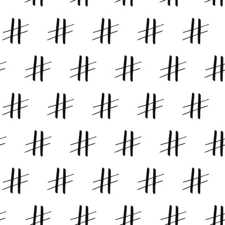 SEamless pattern with hand drawn social hashtag sign. Background for media, blog, internet, follow post, web. Vector Illustrationのイラスト素材