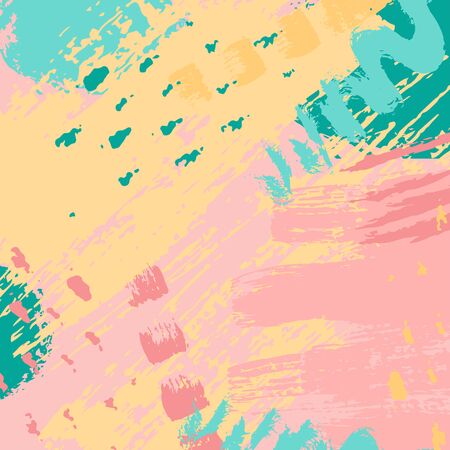 Paint doodle memphis background. Trendy collage template. Abstract graphic print texture with watercolor splash pattern. Vector Illustration のイラスト素材