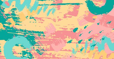 Paint doodle memphis background. Trendy collage template banner. Abstract graphic print texture with...