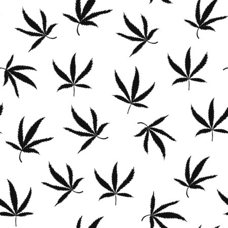 Seamless pattern with cannabis silhouette. Hemp plant for print and background. Vector Illustrationのイラスト素材