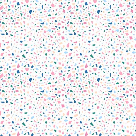 Pink terrazzo seamless pattern in modern fashion trend on white background. Texture from peace of stone for print, fabric or home design. Vector  Illustrationのイラスト素材