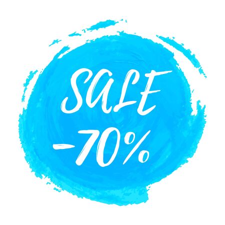 Sale 70 off. Brush painted watercolor abstract circle shape. Vector ink stroke. Perfect painted design for headline,  and sale banner. Sale icon templateのイラスト素材