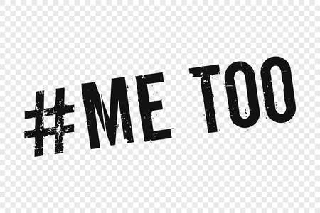 Isolated # me too black square rubber seal stamp on transparent background. Support sign in sexual violence. Phrase sign. Vector illustrationのイラスト素材