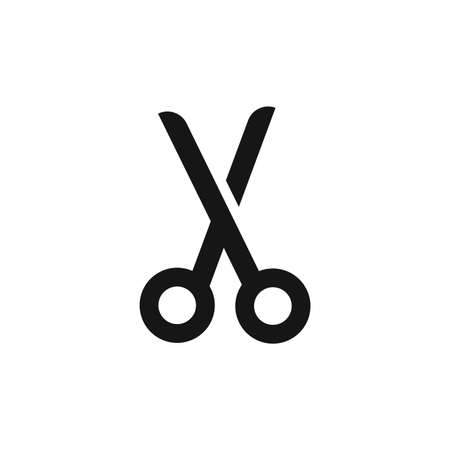 Isolated black scisson icon silhouette. Vector paper cutter. Symbol background for barbar shop, coupon. Tool on white background. Vector illustrationのイラスト素材
