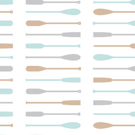 Seamless pattern with oars paddle silhouette on white background. Printble ornament for home decor in trend style. Vector Illustrationのイラスト素材