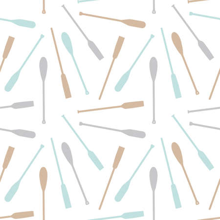 Seamless pattern with oars paddle silhouette on white background. Printble ornament for home decor in trend style. Vector Illustrationのイラスト素材