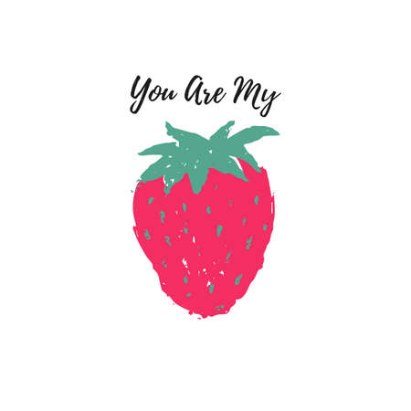 Vector shirt design. Isolated brush paint strawberryのイラスト素材