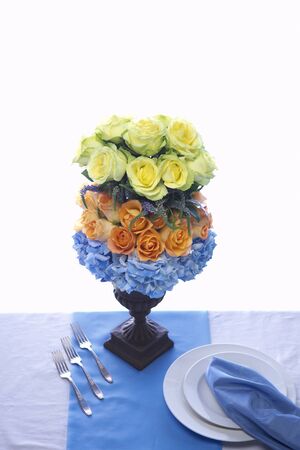 Yellow Orange Blue Bouquetの写真素材