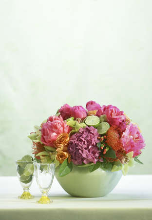 Bouquet With Limes And Flowersの写真素材