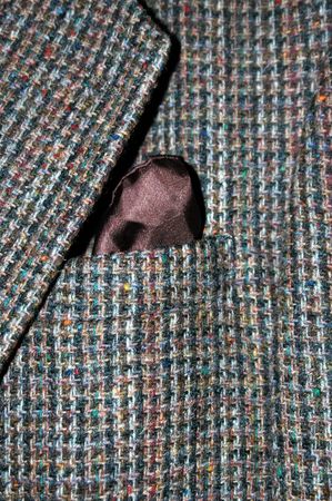 Tweed wool jacket with a brown hankerchief