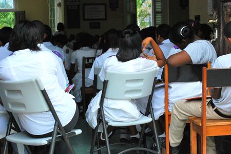 Students attending mass in St. Thomas, VI on 5/10/2011.のeditorial素材