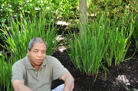 African american male outdoors.の写真素材