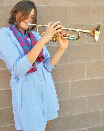 Female trumpet playerの写真素材