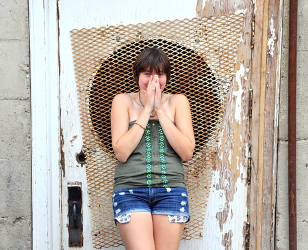 Female beauty expressions outside.の写真素材