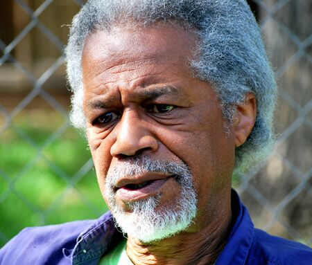 African american male expressions outside.
