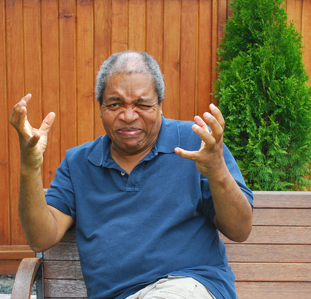 African american male expressions outdoors.の写真素材