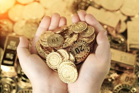 Earn the first bucket of goldの写真素材