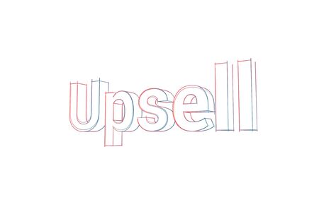 Upsell Words with colored lines tilde and orange on whiteの写真素材