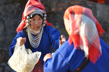 Mae Salong, Thailand  Unidentified woman in the market on February 22, 2014 in Mae Salong, Thailandのeditorial素材