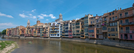 Buildings in Girona Catalonia Spainのeditorial素材