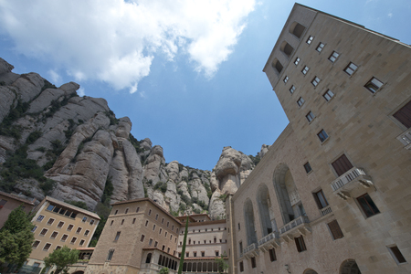 Montserrat Monastery is a Benedictine Abbey high up in the mountains Barcelona Catalonia Spain.の写真素材