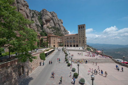 Montserrat Spain June 12: The Benedictine abbey Santa Maria de Montserrat on June December 2015 in Monistrol de Montserrat Barcelona Catalonia Spain.のeditorial素材