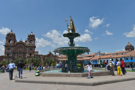 CUZCO, PERU - SEPTEMBER 12: Society of Jesus church at the main square on September 12, 2015 in...