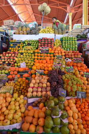 AREQUIPA, PERU - SEPTEMBER 1: Interior of Central Market on September 1, 2015 in Arequipa, Peru.のeditorial素材
