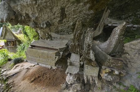Tana Toraja Cemetery in Kete Kesu, Sulawesi, Indonesiaの写真素材