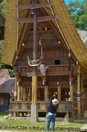 Tana Toraja, Sulawesi, Indonesia - August 15: Tongkonan traditional houses on August 15, 2016 in Tana Toraja, Sulawesi, Indonesiaのeditorial素材