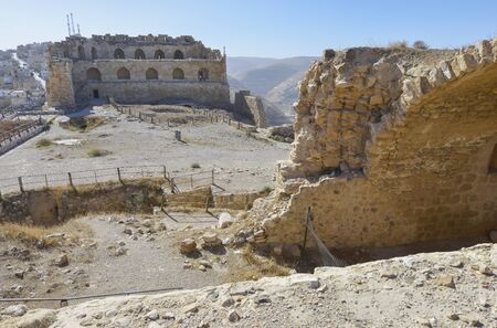 Ancient Ruins of Castle of Kerak The Crusader in Al-Karak, Jordan.の写真素材