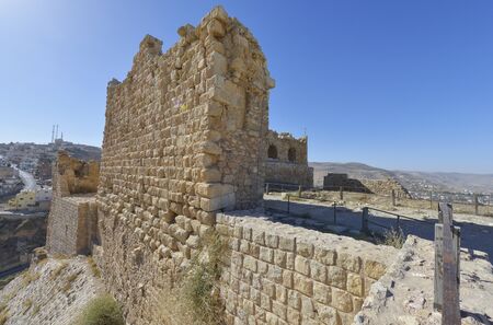 Ancient Ruins of Castle of Kerak The Crusader in Al-Karak, Jordan.の写真素材