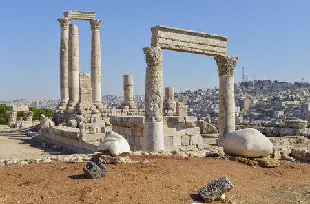 The ruins of the ancient citadel in Amman, Jordanの写真素材