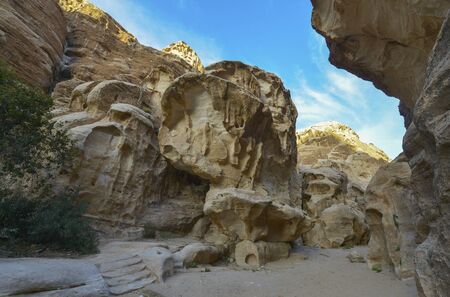 Little Petra, Siq al-Barid, Jordanの写真素材