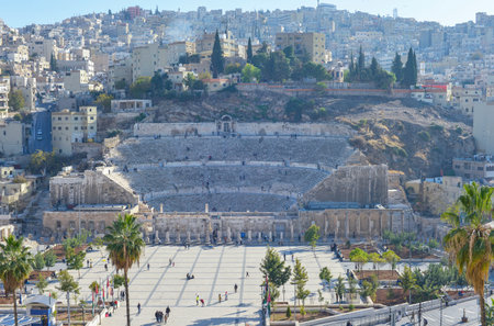 Amman, Jordan - December 9: Views of the Roman theater of the city of Amman on December 9, 2016 in Jordan.のeditorial素材