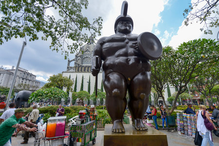 Medellin, Colombia - July 31: Sculpture by the artist and sculptor Fernando Botero in Plaza Botero on July 31, 2017 in Medellin, Colombia.のeditorial素材