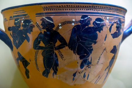 Athens, Greece - December 28: Museum of the Ancient Agora inside Stoa of Attalos on December 28, 2017 in Athens, Greece.のeditorial素材