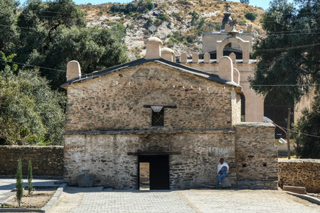 Aksum, Ethiopia - January 12: A pilgrim in the Church of Our Lady Mary of Zion, the most sacred place for all Orthodox Ethiopians on January 12, 2018 in Aksum, Ethiopia.のeditorial素材