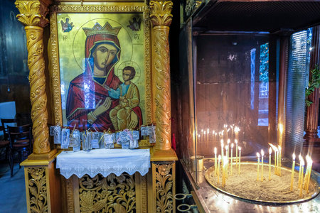 Athens, Greece - December 29: Offering in a church on December 29, 2017 in Athens, Greece.のeditorial素材
