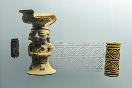 Cartagena, Colombia - August 3: Pre-Columbian gold jewelery in the Gold Museum on August 3, 2017 in Cartagena, Colombia.のeditorial素材