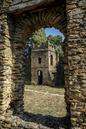 Fasil Ghebbi, in Gondar, Ethiopia.の写真素材