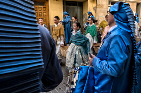 ALCANIZ, TERUEL, SPAIN - MARCH 30: Easter week celebrations, the sound of drums can be heard in the Aragon Region on March 30, 2018 in Teruel, Spain.のeditorial素材