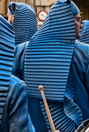ALCANIZ, TERUEL, SPAIN - MARCH 30: Easter week celebrations, the sound of drums can be heard in the Aragon Region on March 30, 2018 in Teruel, Spain.のeditorial素材