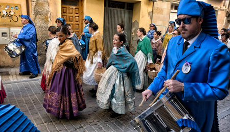ALCANIZ, TERUEL, SPAIN - MARCH 30: Easter week celebrations, the sound of drums can be heard in the Aragon Region on March 30, 2018 in Teruel, Spain.のeditorial素材