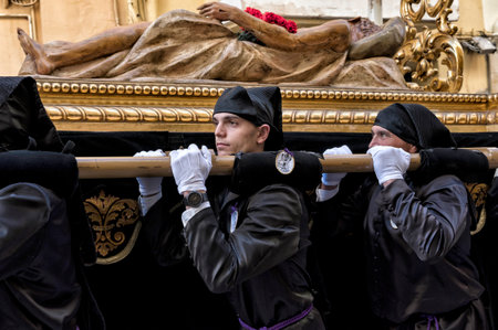 ALCANIZ, TERUEL, SPAIN - MARCH 30: Easter week celebrations, the sound of drums can be heard in the...