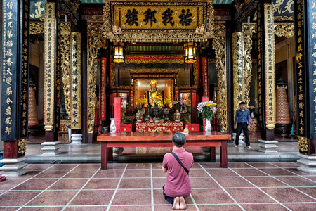 Ho Chi Minh City, Vietnam - August 8: Nghia An Hoi Quan Pagoda, built in the early 19th century in Cholon on August 8, 2018 in Ho Chi Minh City.のeditorial素材