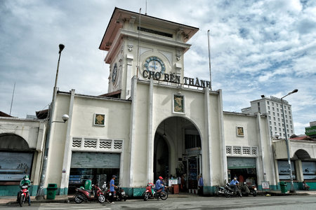 Ho Chi Minh City, Vietnam - August 7: Cho Ben Thanh or Ben Thanh Market on August 7, 2018 in Ho Chi Minh City, Vietnam.のeditorial素材