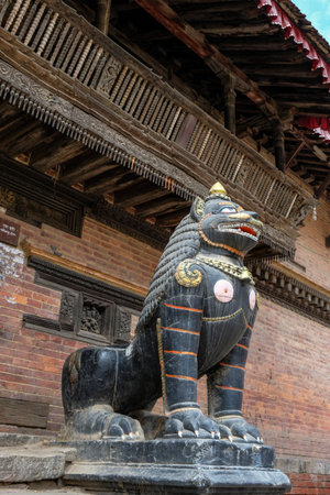 Patan, Nepal - October 2021: Detail of the entrance of the Buddhist Monastery I Baha Bahi in Patan on October 3, 2021 in Kathmandu Valley, Nepal.のeditorial素材