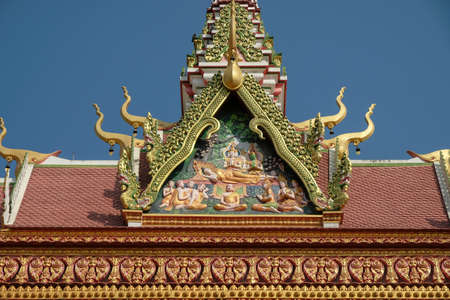 Detail of the Cambodian Monastery in Lumbini, Nepal.の写真素材
