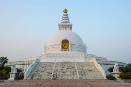 World Peace Pagoda in Lumbini, Nepal.の写真素材